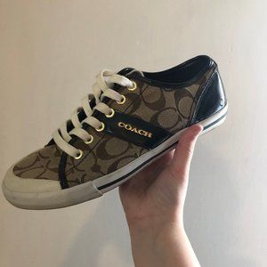 COACH SNEAKERS GOLD BROWN WHITE SHOES VINTAGE
